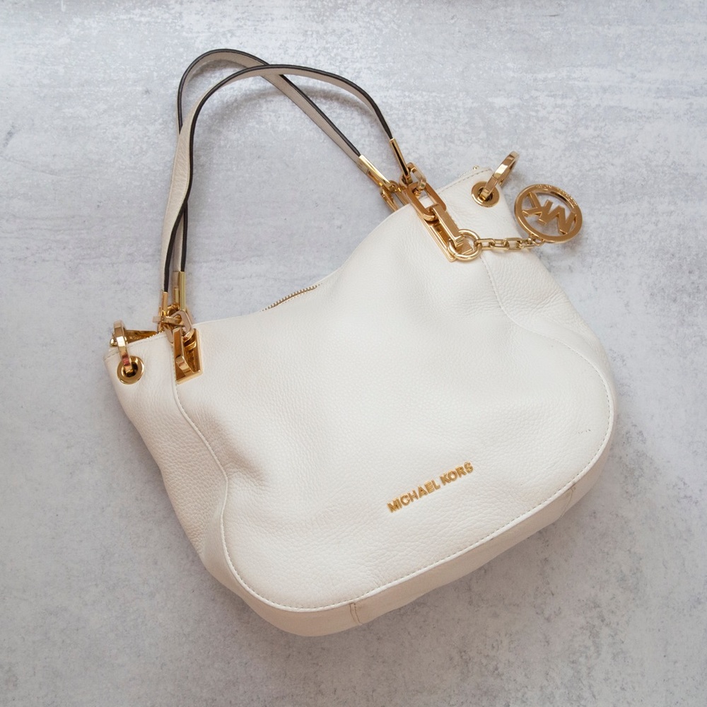 White leather Michael Kors medium hobo bag